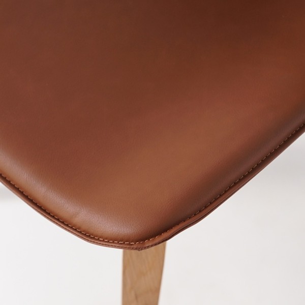 Chaise de salle à manger en cuir synthétique marron - Glee