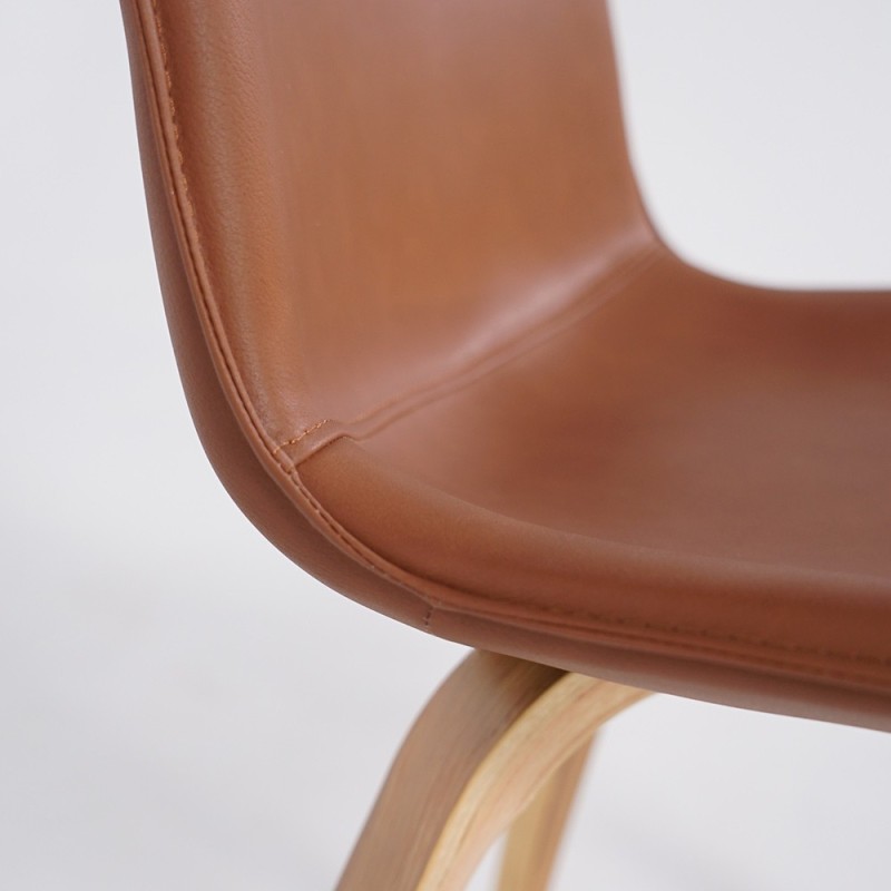 Chaise de salle à manger en cuir marron - Glee