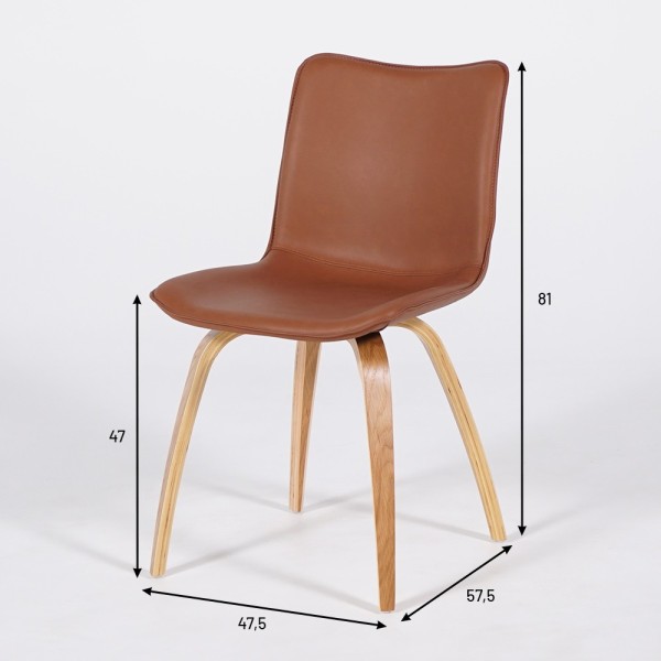 Chaise de salle à manger en cuir synthétique marron - Glee