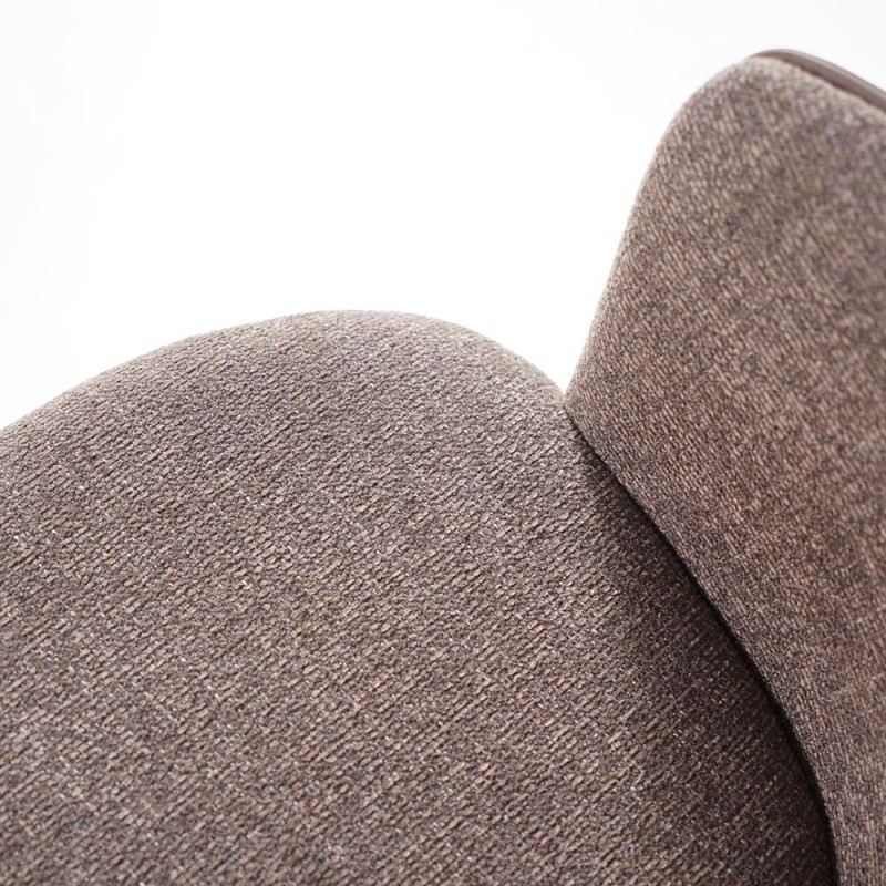 Chaise de salle à manger en tissu bouclé marron, cuir synthétique marron et pieds en métal noir - Hey