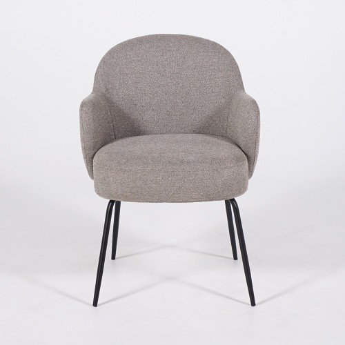 Chaise en tissu bouclé gris et pieds en métal noir - Bae