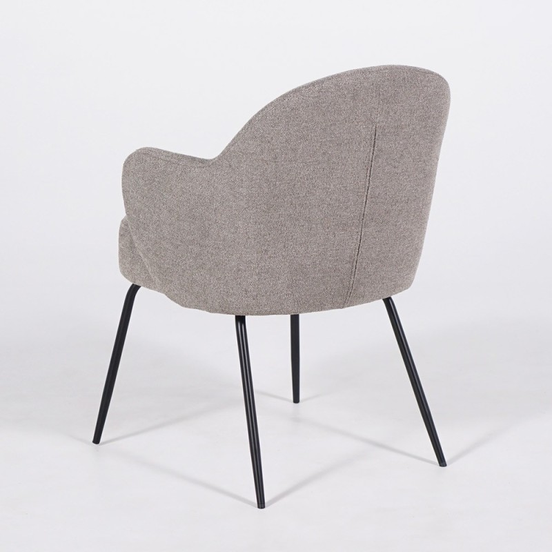 Chaise en tissu bouclé gris et pieds en métal noir - Bae
