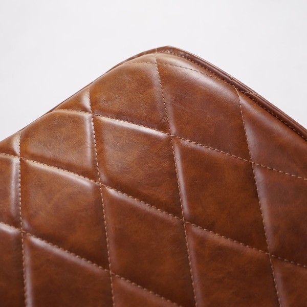 Chaise de salle à manger en cuir synthétique marron et pieds en métal noir - Luna