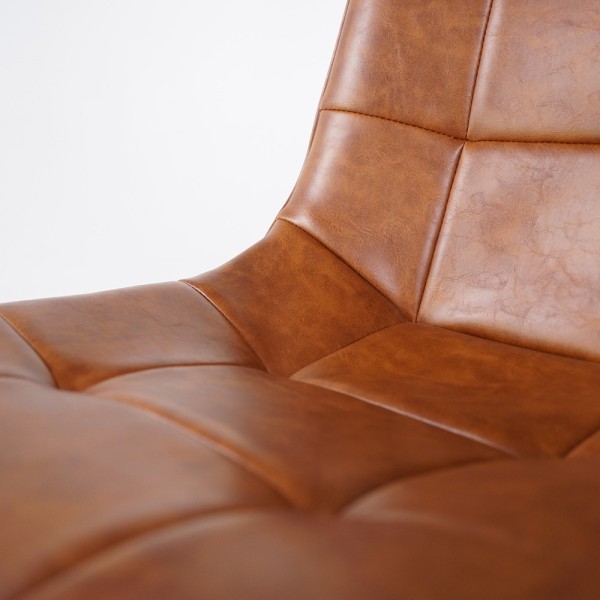 Chaise de salle à manger en cuir synthétique marron et pieds en métal noir - Velvia