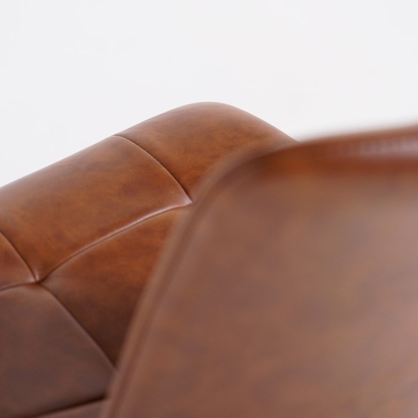 Chaise de salle à manger en cuir synthétique marron et pieds en métal noir - Velvia