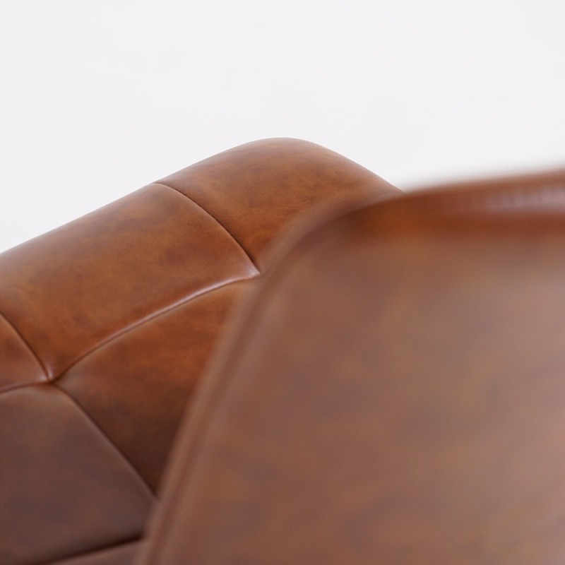 Chaise de salle à manger en cuir synthétique marron et pieds en métal noir - Velvia