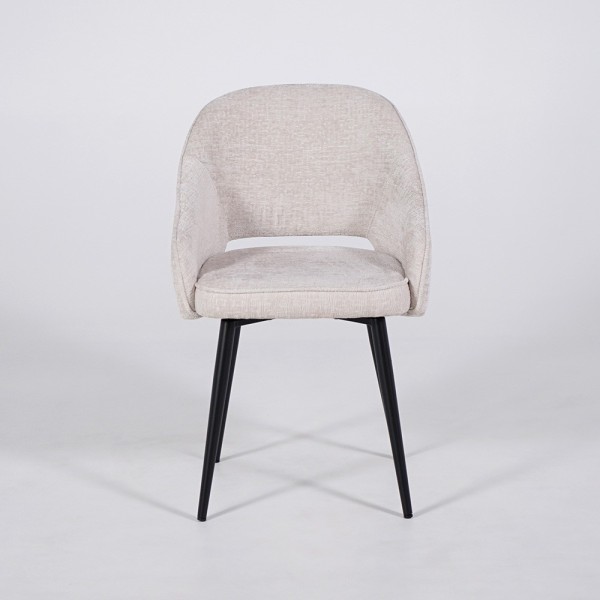 Chaise de salle à manger en velours gris clair et pieds en métal noir - Oslo Velvet