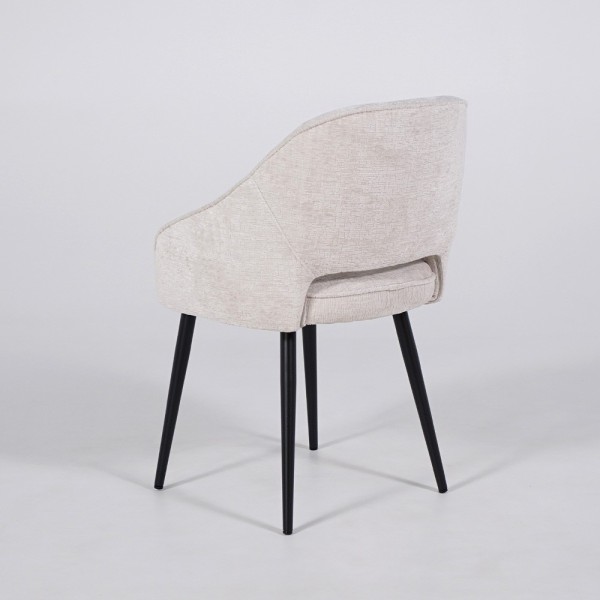 Chaise de salle à manger en velours gris clair et pieds en métal noir - Oslo Velvet