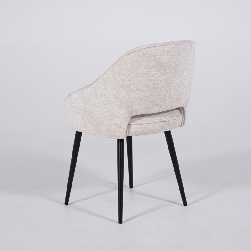 Chaise de salle à manger en velours gris clair et pieds en métal noir - Oslo Velvet