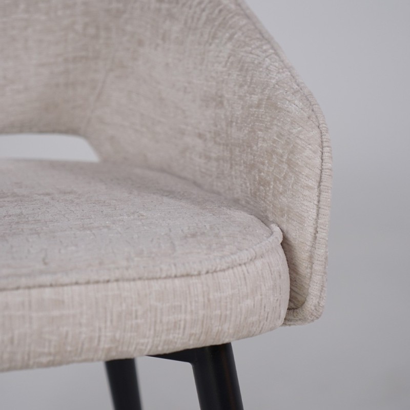 Chaise de salle à manger en velours gris clair et pieds en métal noir - Oslo Velvet