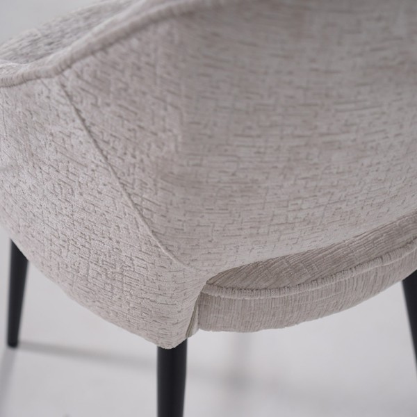 Chaise de salle à manger en velours gris clair et pieds en métal noir - Oslo Velvet