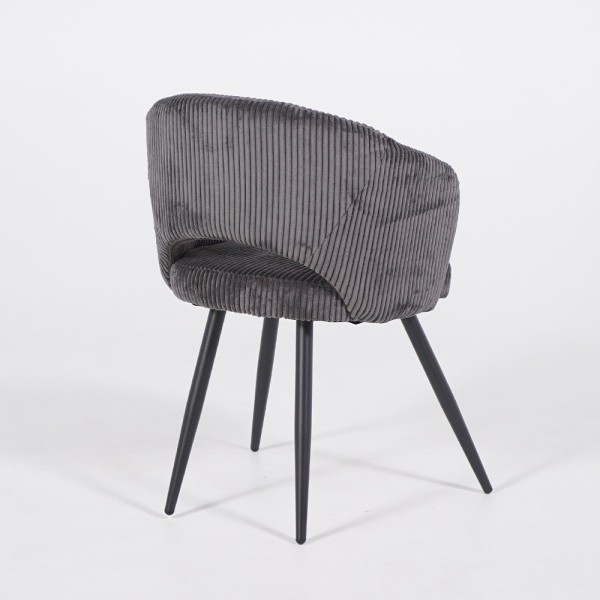Chaise de salle à manger en velours gris et pieds en métal noir - Maple