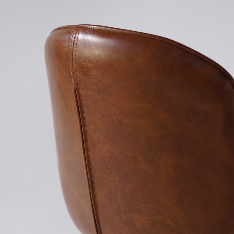 Chaise de bar en cuir cognac - Lane