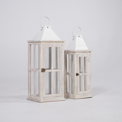 Lot de 2 lanternes en bois et métal - Cottage