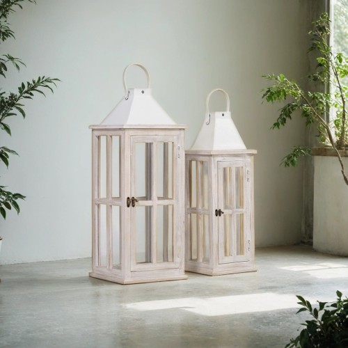 Lot de 2 lanternes en bois et métal - Cottage