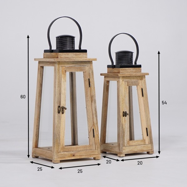 Lot de 2 lanternes en bois et métal - Cap Ferret