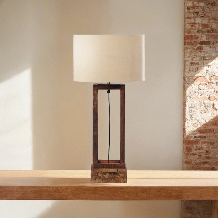 Lampe à poser sur pied en bois naturel - Heritage