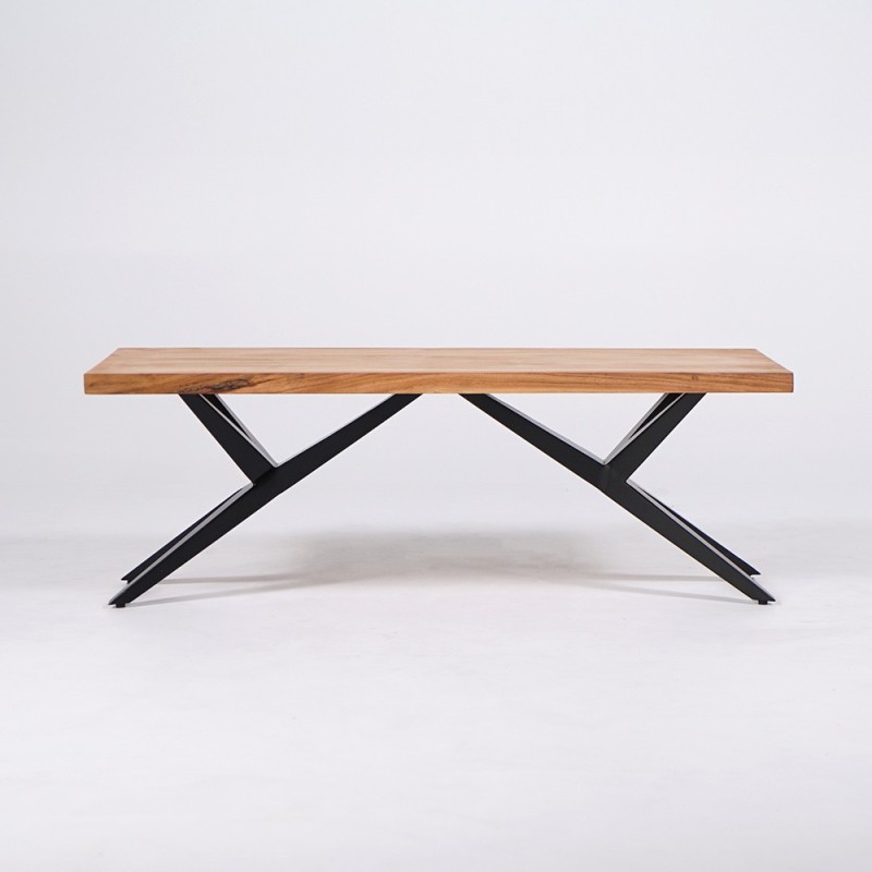 Table basse design en bois naturel avec pieds métal - Helix