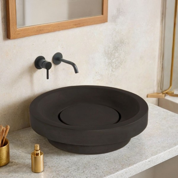Vasque en béton ronde - Anthracite profond - Tellure