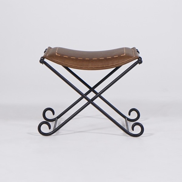Tabouret en cuir et pieds en metal - Scala