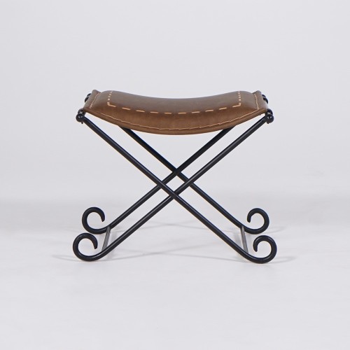 Tabouret en cuir et pieds en metal - Scala