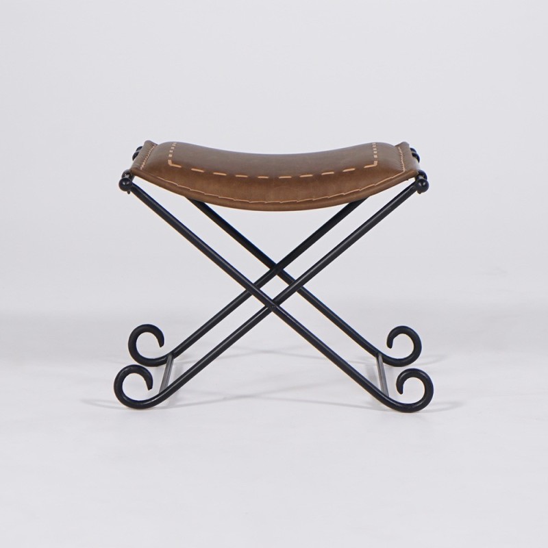 Tabouret en cuir et pieds en metal - Scala