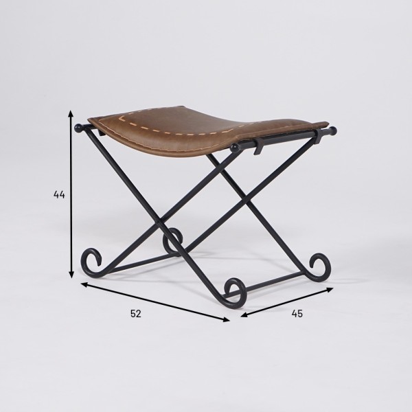 Tabouret en cuir et pieds en metal - Scala