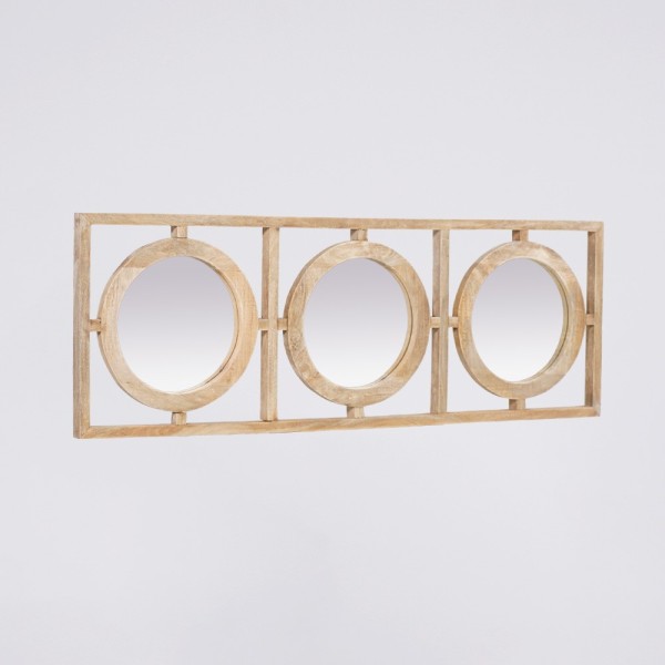 Ensemble rectangulaire 145 x 50 cm de miroirs ronds avec cadre en bois - Ellipse