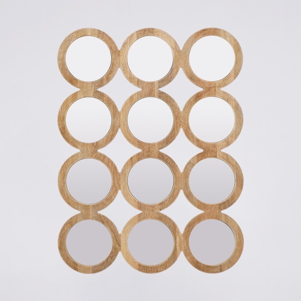 Ensemble rectangulaire 100 x 85 cm de miroirs ronds avec cadre en bois - Ellipse