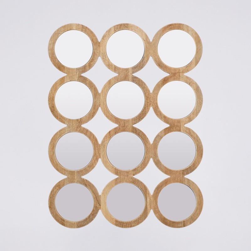 Ensemble rectangulaire 100 x 85 cm de miroirs ronds avec cadre en bois - Ellipse
