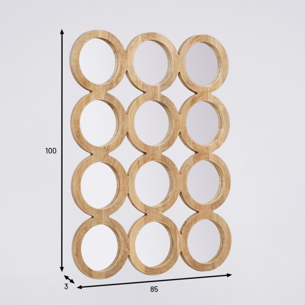 Ensemble rectangulaire 100 x 85 cm de miroirs ronds avec cadre en bois - Ellipse