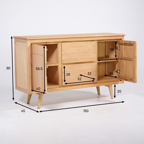 Buffet en bois massif 150 cm - Pragati