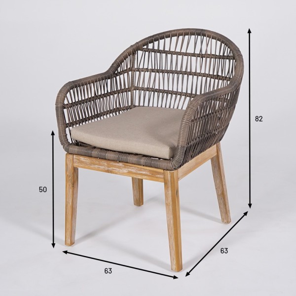 Chaise en bois et rotin tressé - Java