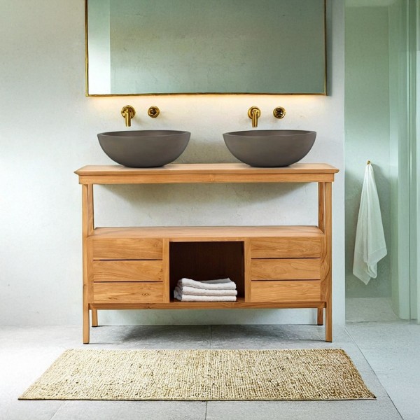 Meuble sous vasque en teck massif 120 cm - Nandini