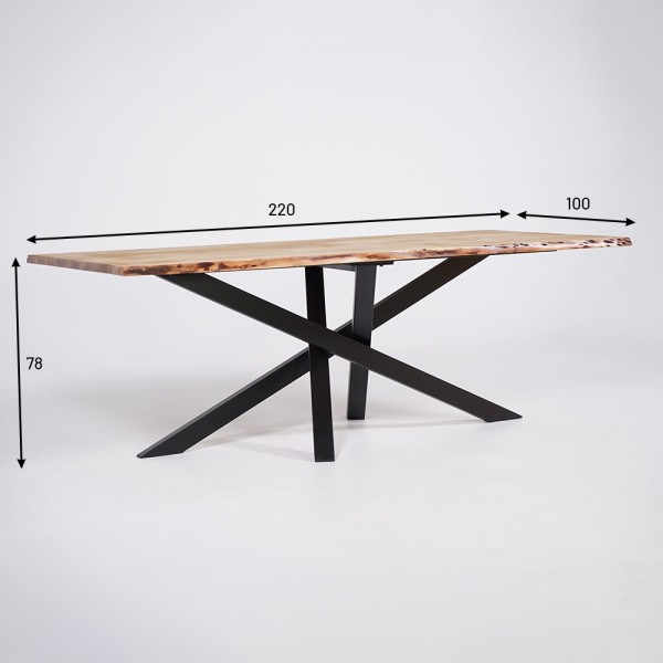 Table à manger en bois massif avec bords naturels - Mikado