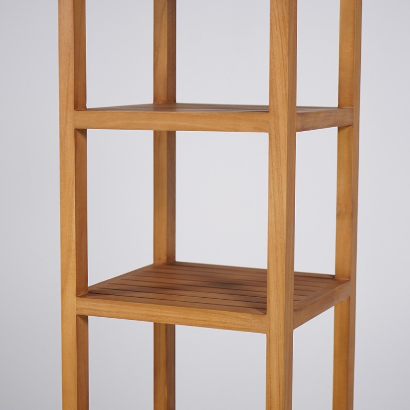 Colonne de rangement de salle de bain en bois de teck massif - Mira