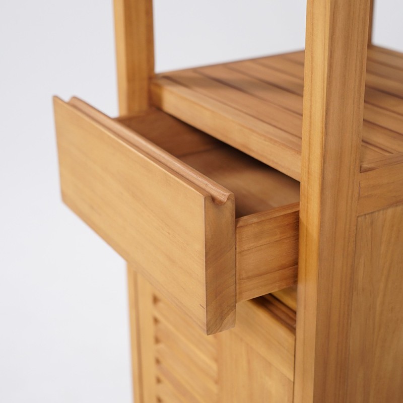 Colonne de rangement de salle de bain en bois de teck massif - Mira