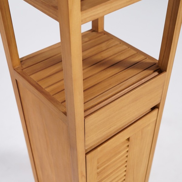 Colonne de rangement de salle de bain en bois de teck massif - Mira