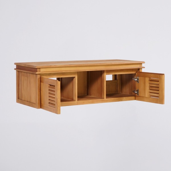 Meuble de salle de bain 120 cm double vasque en teck massif - Mira
