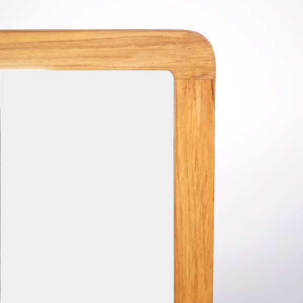 Miroir double sur support en teck avec tablettes - Sahar