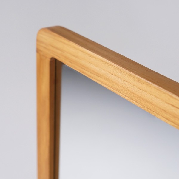 Miroir double sur support en teck avec tablettes - Sahar