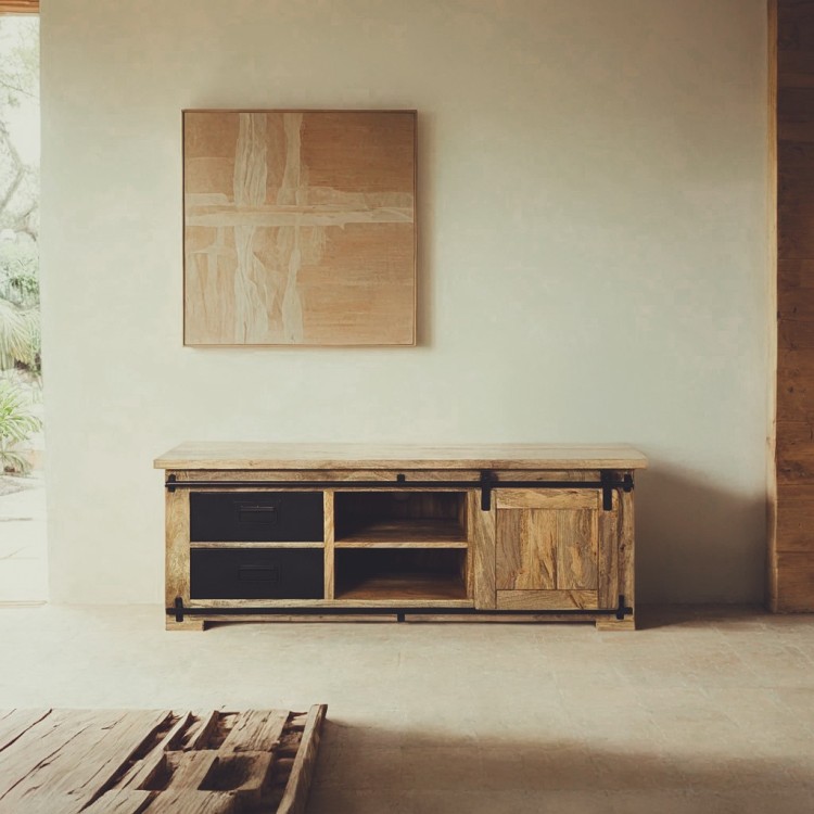 Meuble TV industriel bois et métal 140 cm - Paris