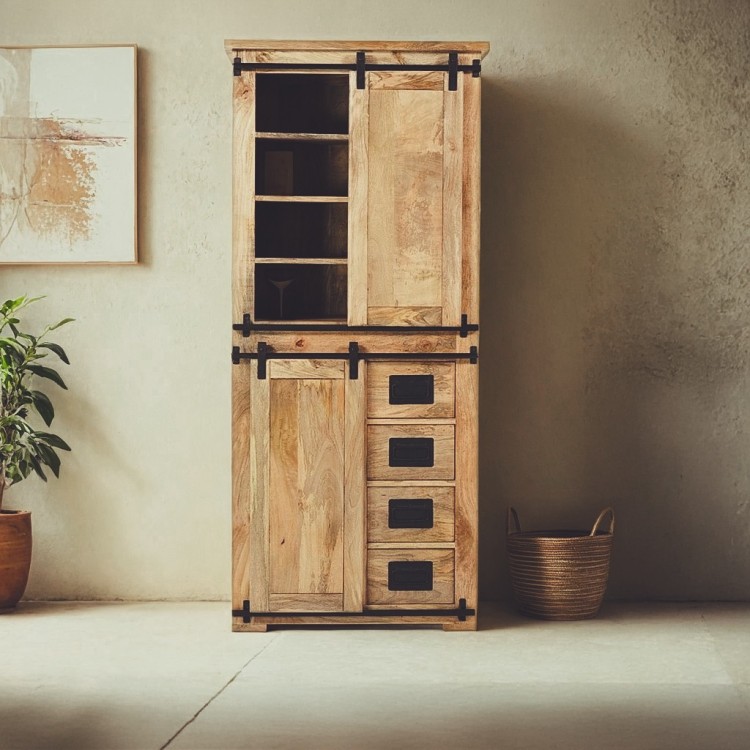Armoire buffet bois massif et métal - Paris