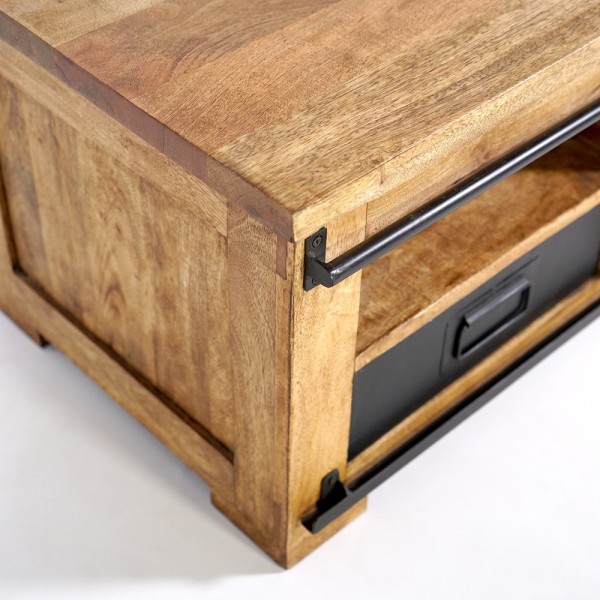 Table basse industrielle bois et métal 100cm - Paris