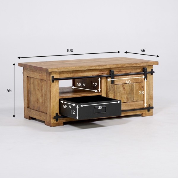 Table basse industrielle bois et métal 100cm - Paris