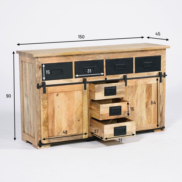 Buffet industriel bois et métal 150cm - Paris