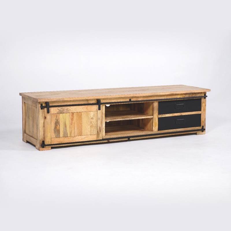 Meuble TV industriel bois et métal 200 cm - Paris