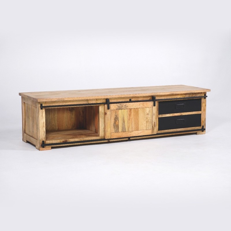 Meuble TV industriel bois et métal 200 cm - Paris