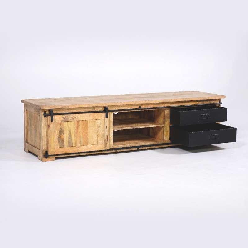 Meuble TV industriel bois et métal 200 cm - Paris