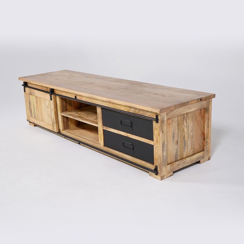 Meuble TV industriel bois et métal 200 cm - Paris